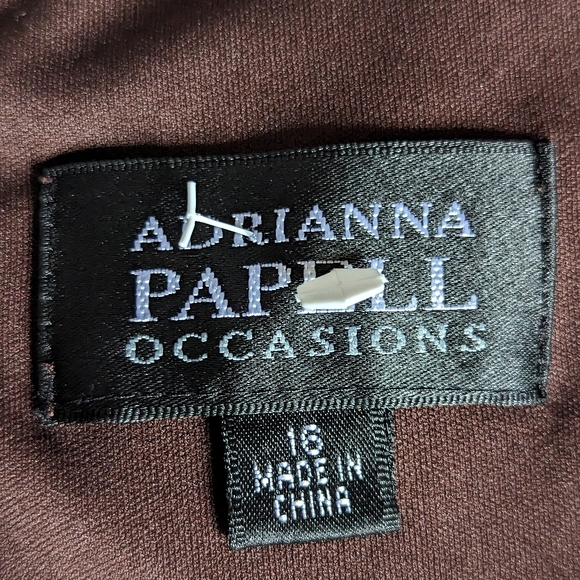 Final Price Adrianna Papell Occasions Long Irri Tiered Chiffon Petal Dress Brown - Picture 7 of 15